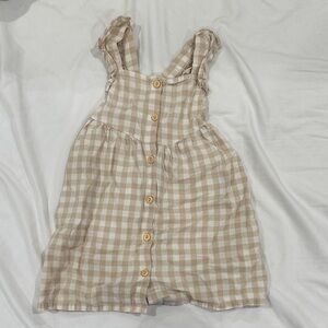 H&M Beige and White Gingham Kids Dress